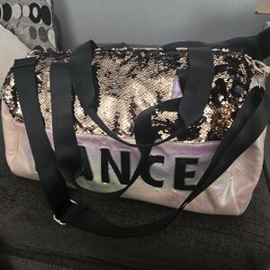 Justice Black and Gold Sequin Travel Bag